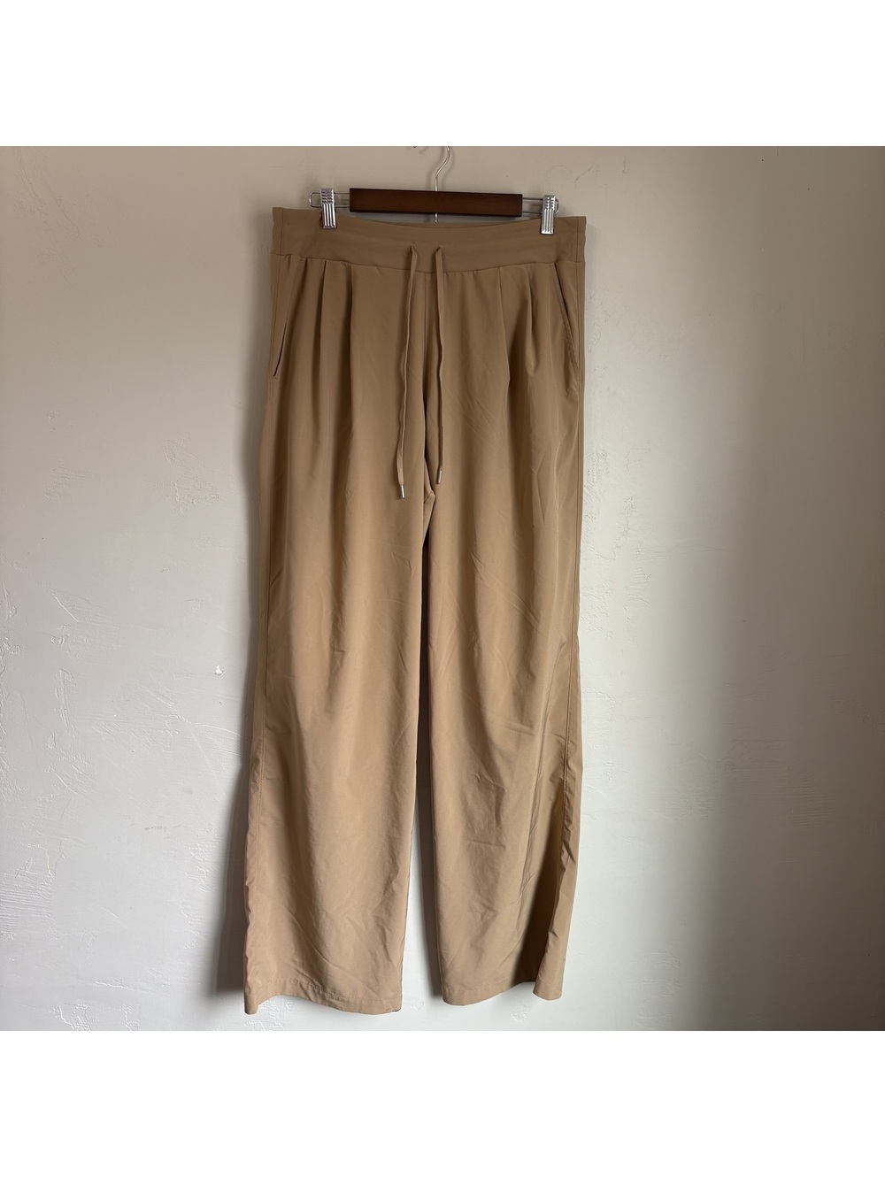 CALIA Women Size Large Beige Tan Wide Leg Drawstring Performance Pants Stretch L